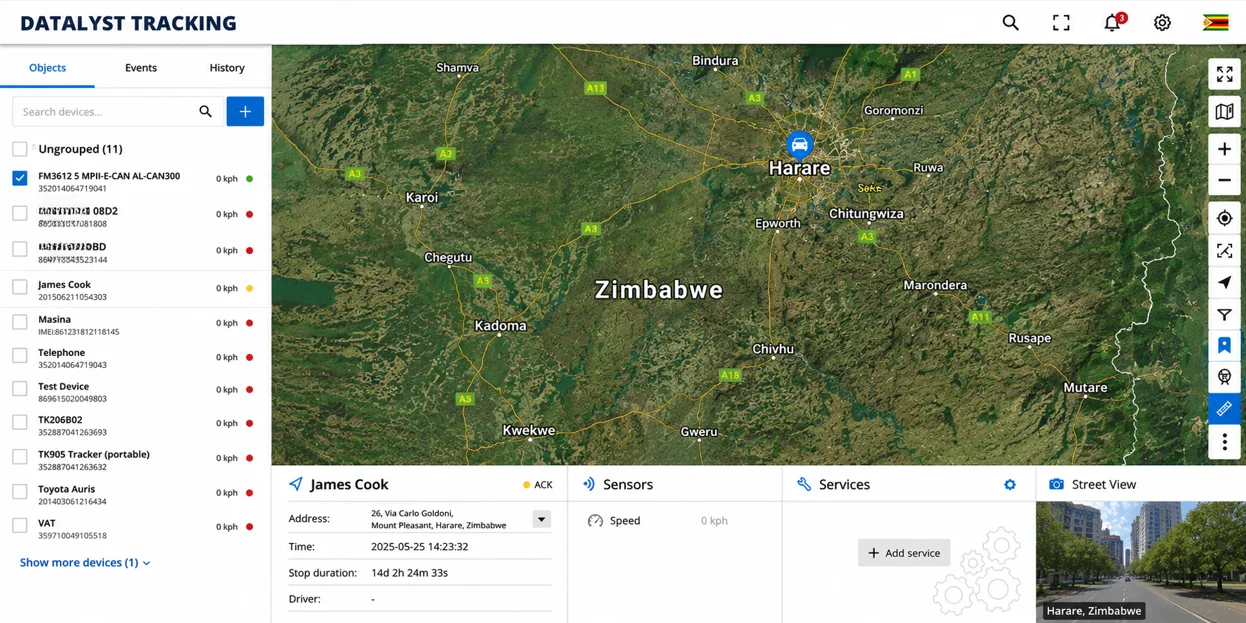 gps tracking dashboard